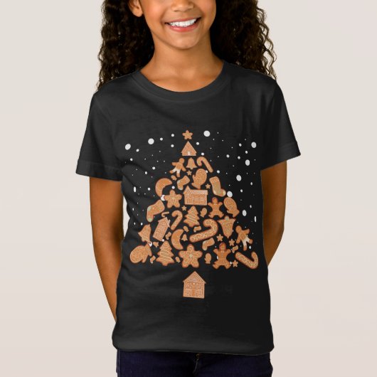 ジンジャーブレッドCookieクリスマスツリーGingerbread Dec Tシャツ (正面)