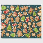 ジンジャーブレッドCookieクリスマスパターン ラッピングペーパー (フラット)