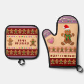 ジンジャーブレッドCookieクリスマスパーティー 鍋つかみ&鍋敷きセット (正面)