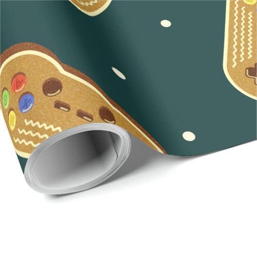 ジンジャーブレッドCookieクリスマスビデオゲームコントローラ ラッピングペーパー (ロールコーナー)