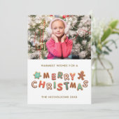 ジンジャーブレッドCookieクリスマスホリデーフォトカード シーズンカード (スタンド正面)