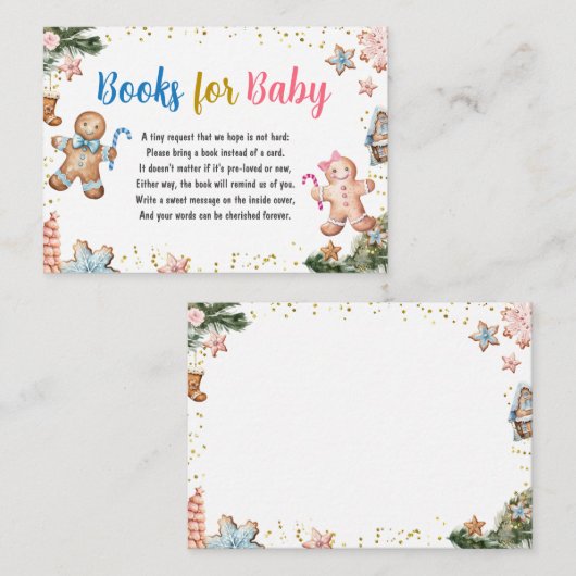ジンジャーブレッドCookieジェンダーがベビー用の本を明らかにする エンクロージャーカード (正面/裏面)