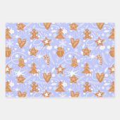 ジンジャーブレッドCookieパターンかわいいホリデークリスマス ラッピングペーパーシート (正面)