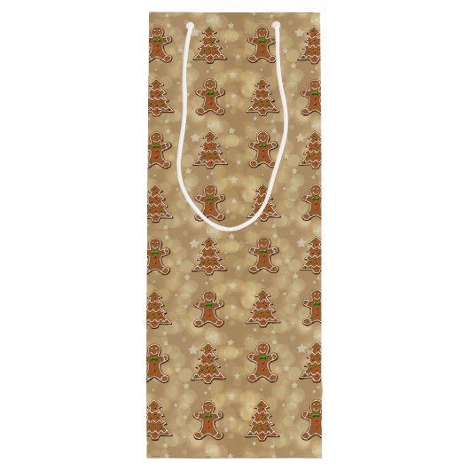 ジンジャーブレッドCookieパターン ワインギフトバッグ (裏面)