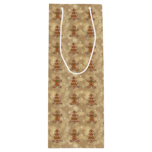 ジンジャーブレッドCookieパターン ワインギフトバッグ (正面)