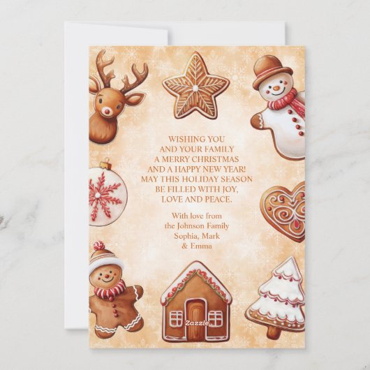 ジンジャーブレッドCookieフォトフレームブラウン背景 シーズンカード (裏面)