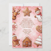 ジンジャーブレッドCookieフォトフレーム赤い背景 シーズンカード (裏面)