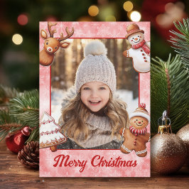 ジンジャーブレッドCookieフォトフレーム赤い背景 シーズンカード