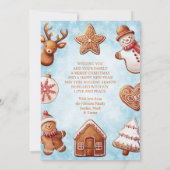 ジンジャーブレッドCookieフォトフレーム青い背景 シーズンカード (裏面)