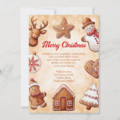 ジンジャーブレッドCookieブラウンバックグラウンドクリスマス シーズンカード (正面)