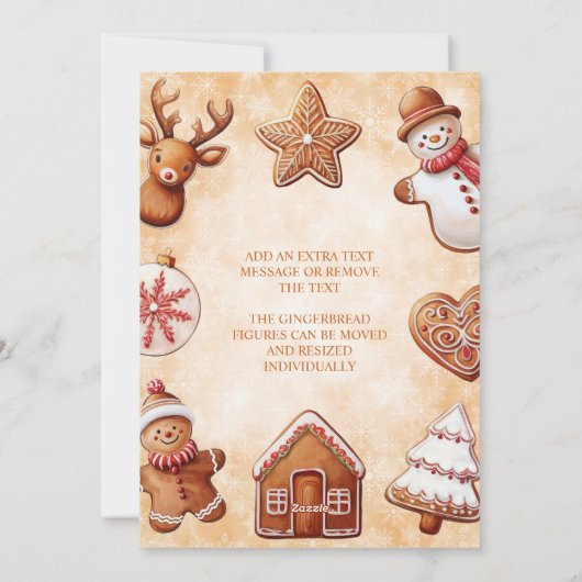 ジンジャーブレッドCookieブラウンバックグラウンドクリスマス シーズンカード (裏面)