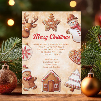 ジンジャーブレッドCookieブラウンバックグラウンドクリスマス シーズンカード