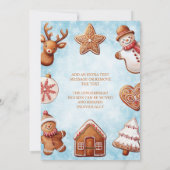 ジンジャーブレッドCookieブルーバックグラウンドクリスマスホール シーズンカード (裏面)