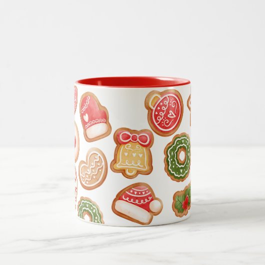 ジンジャーブレッドCookieベーキングフェスティバルクリスマス ツートーンマグカップ (中央)