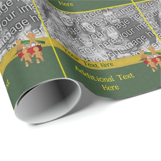 ジンジャーブレッドCookieメンズホリデーパーソナライズされた写真 ラッピングペーパー (ロールコーナー)