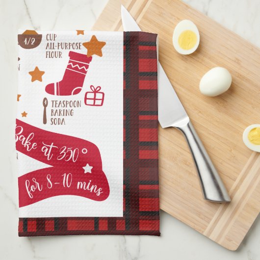 ジンジャーブレッドCookieレシピフェスティバルクリスマス キッチンタオル (四つ折り)