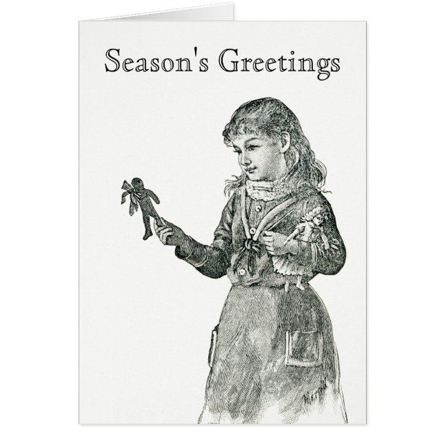 ジンジャーブレッドCookieレトロカード付き小さな女の子 (正面)