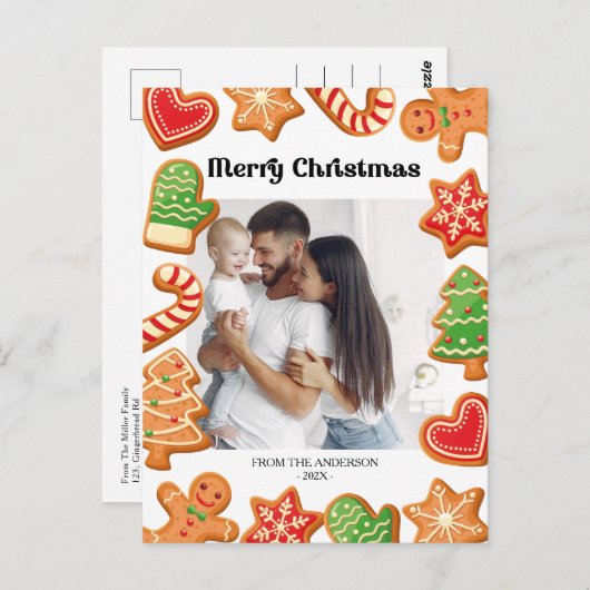 ジンジャーブレッドCookie写真クリスマス ポストカード (正面/裏面)