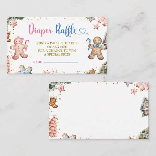 ジンジャーブレッドCookie性別おむつラッフルを明らかにする エンクロージャーカード (正面/裏面)