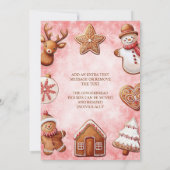 ジンジャーブレッドCookie赤い背景クリスマスパーティー 招待状 (裏面)