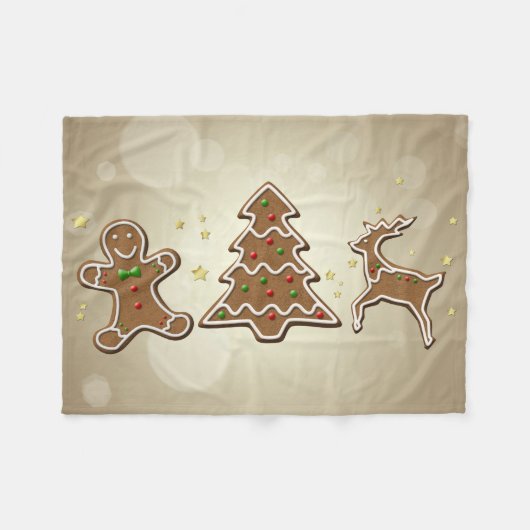 ジンジャーブレッドCookie フリースブランケット (正面(横))