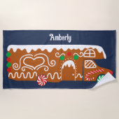 ジンジャーブレッドRVクラスCキャンパークリスマス ビーチタオル (正面)