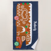 ジンジャーブレッドRVクラスCキャンパークリスマス ビーチタオル (正面)