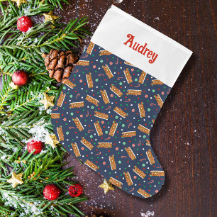 ジンジャーブレッドRVクラスCキャンパーパーソナライズされた ラージクリスマスストッキング