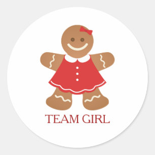 ジンジャーブレッドTEAM GIRL Gender Revealゲームラベル ラウンドシール