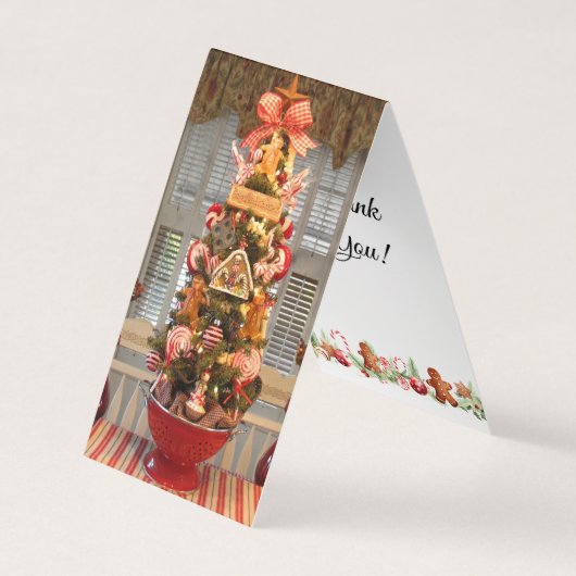 ジンジャーブレッドTree Thank You Bookmark 名刺 (正面)
