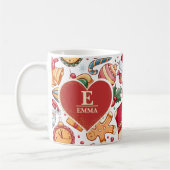 ジンジャーブレッパーソナライズされたドモノグラム&クリスマスネーム コーヒーマグカップ (左)