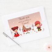 ジンジャーブレッ飾ドハウスのパーティーありがとう 長方形シール (封筒)