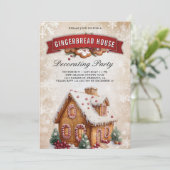 ジンジャーブレッ飾ドハウスのパーティークリスマス 招待状 (スタンド正面)