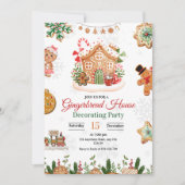 ジンジャーブレッ飾ドハウスのパーティークリスマス 招待状 (正面)