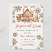 ジンジャーブレッ飾ドハウスのパーティークリスマス 招待状 (正面)