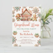 ジンジャーブレッ飾ドハウスのパーティークリスマス 招待状 (スタンド正面)