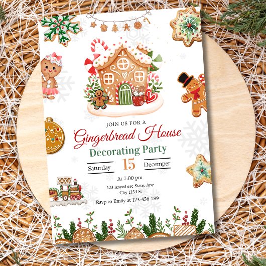 ジンジャーブレッ飾ドハウスのパーティークリスマス 招待状