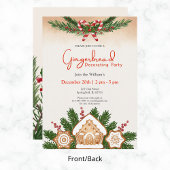 ジンジャーブレッ飾ドハウスのパーティー赤と緑 招待状