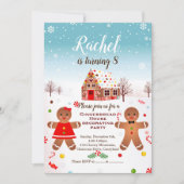 ジンジャーブレッ飾ドハウスの誕生日パーティー招待状 招待状 (正面)