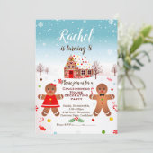 ジンジャーブレッ飾ドハウスの誕生日パーティー招待状 招待状 (スタンド正面)
