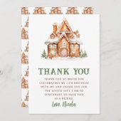 ジンジャーブレッ飾ドハウスの誕生日パーティー サンキューカード (正面/裏面)