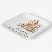 ジンジャーブレッ飾ドハウスの誕生日パーティー ペーパープレート (傾斜あり)