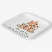 ジンジャーブレッ飾ドハウスの誕生日パーティー ペーパープレート (傾斜あり)