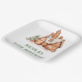 ジンジャーブレッ飾ドハウスの誕生日パーティー ペーパープレート (傾斜あり)