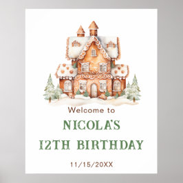 ジンジャーブレッ飾ドハウスの誕生日パーティー ポスター