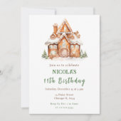 ジンジャーブレッ飾ドハウスの誕生日パーティー 招待状 (正面)