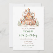 ジンジャーブレッ飾ドハウスの誕生日パーティー 招待状 (正面)