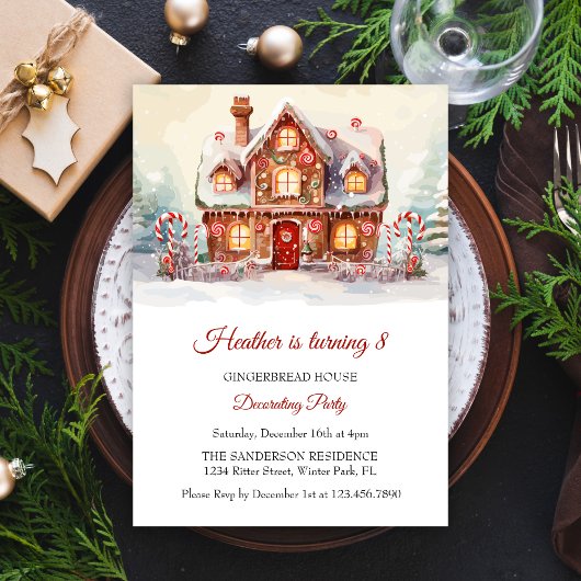 ジンジャーブレッ飾ドハウスの誕生日パーティー 招待状