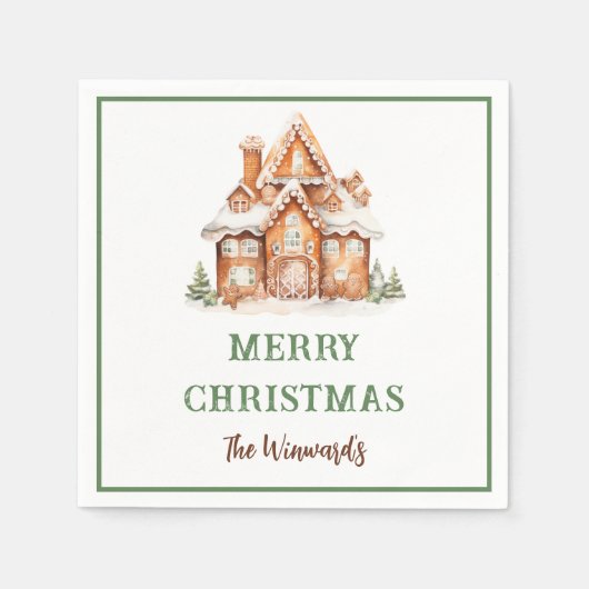 ジンジャーブレッ飾ドハウスクリスマスパーティー スタンダードカクテルナプキン (正面)