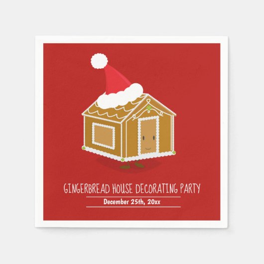 ジンジャーブレッ飾ドハウスクリスマスパーティー スタンダードカクテルナプキン (正面)
